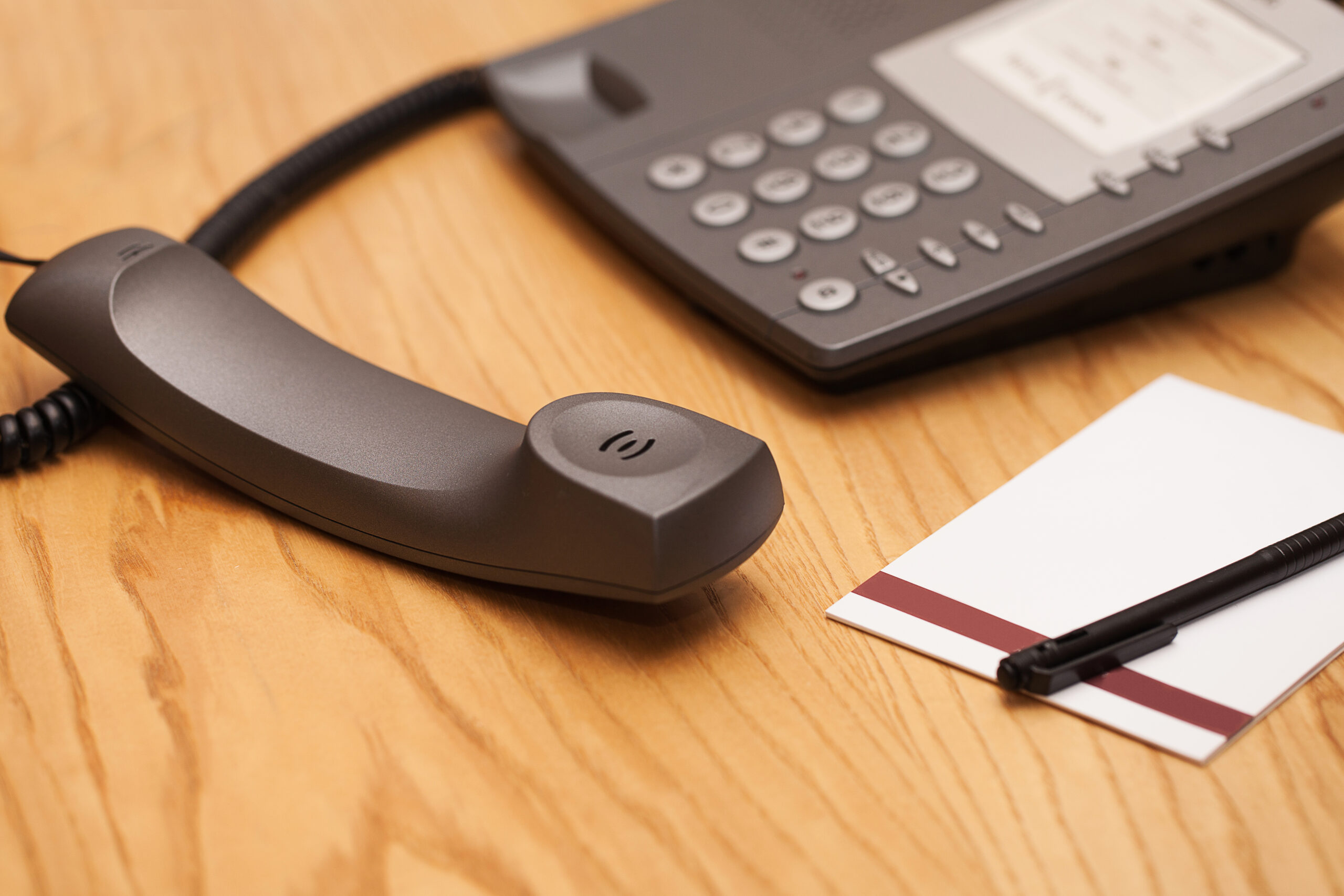 Closeup image of office phone on a table